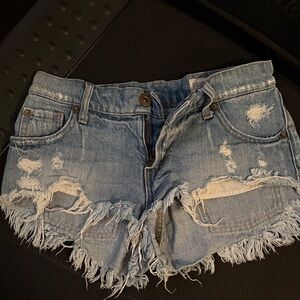 Pistola Distressed Blue Jean Shorts